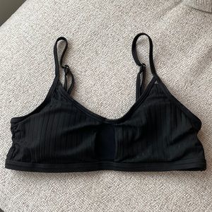 SHEIN Black Ribbed Bikini Top